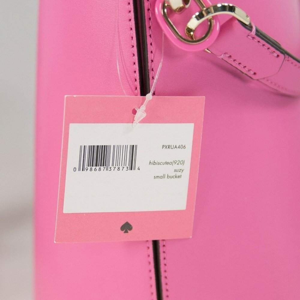kate Spade Suzy Hibiscus Tea Leather Juicy Orange Insert Small Bucket Bag NWT - Picture 3 of 9